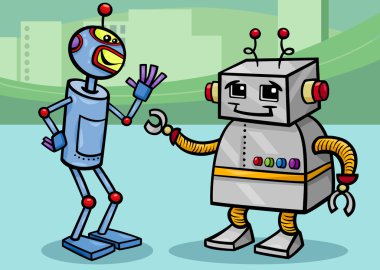 konuşan robotlar illüstrasyon karikatür