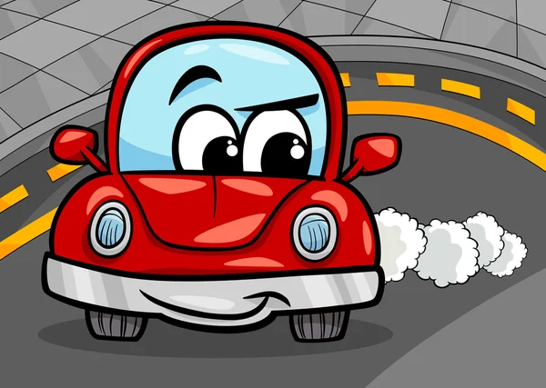 Divertido coche retro ilustración de dibujos animados — Vector de stock