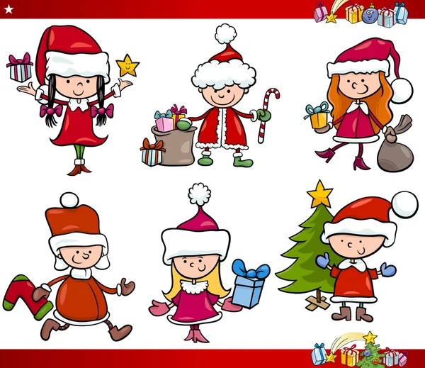 Babbo Natale e cartone animato Set — Vettoriale Stock