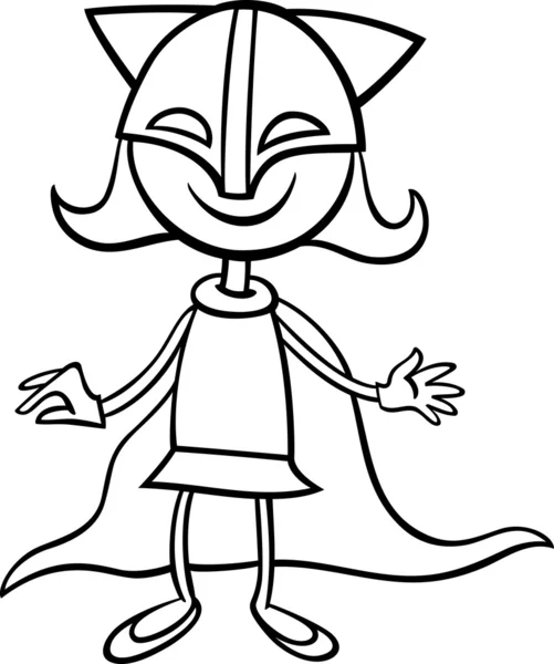 Superhrdina dívka karikatura zbarvení stránky — Stockový vektor