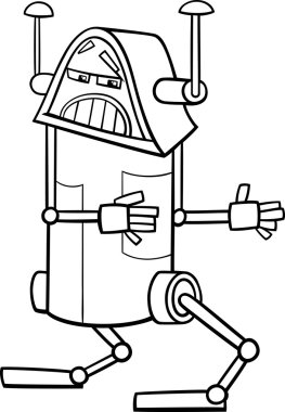 Robot karakter karikatür boyama sayfası