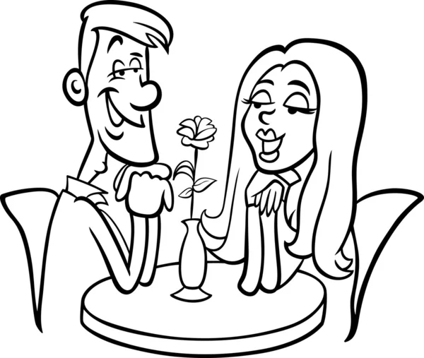 Couple in love cartoon coloring page — Stock Vector