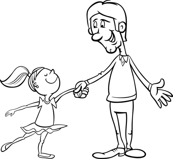 Padre e hija para colorear página — Vector de stock