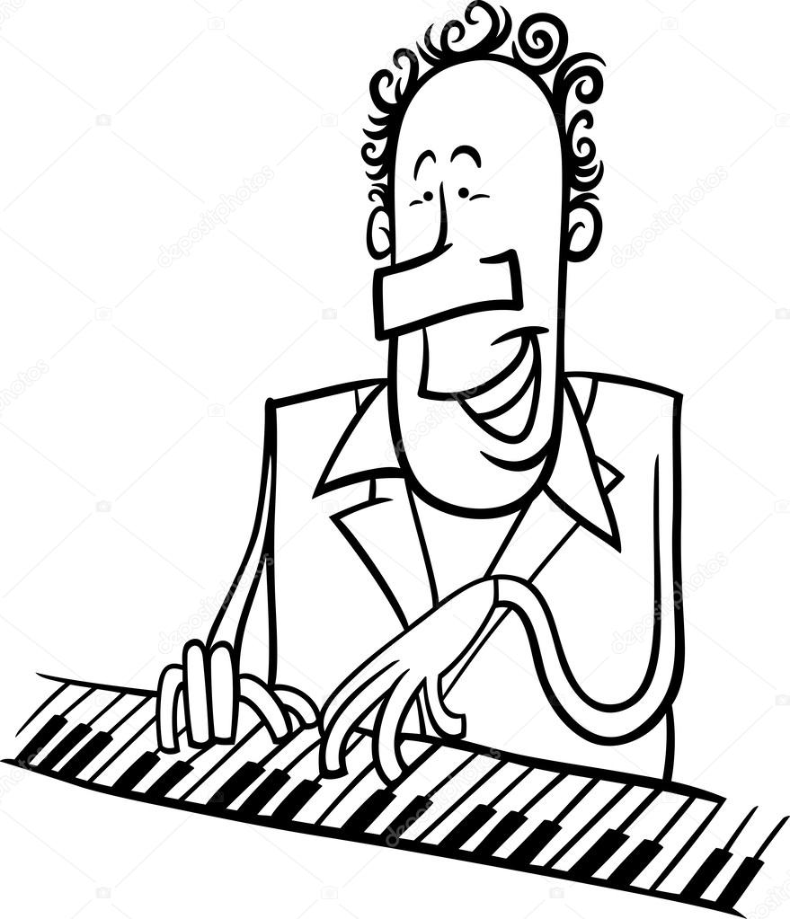 pianist cartoon coloring page