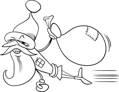 süper kahraman Noel Baba çizgi film boyama sayfası