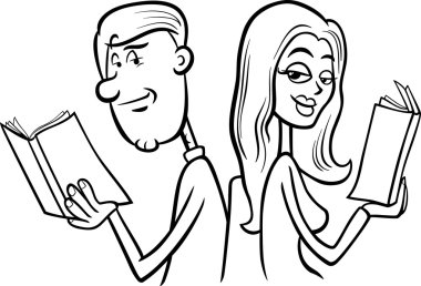 Çift sayfa boyama aşk karikatür