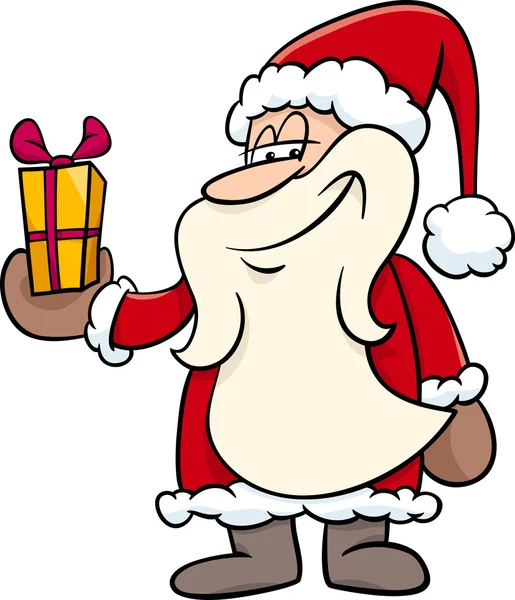 Santa with gift cartoon illustration — Stock Vector