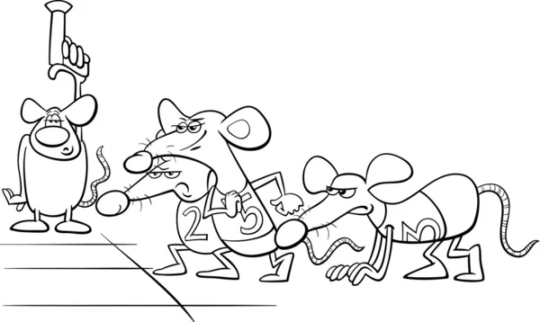 老鼠赛跑卡通着色书 — 图库矢量图片
