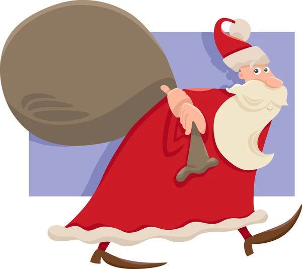 Santa com saco desenho animado ilustração — Vetor de Stock