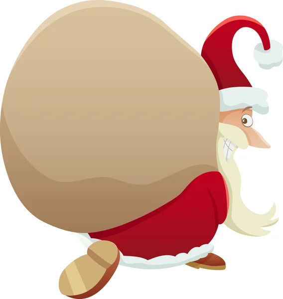 Santa with sack cartoon illustration — Stock Vector