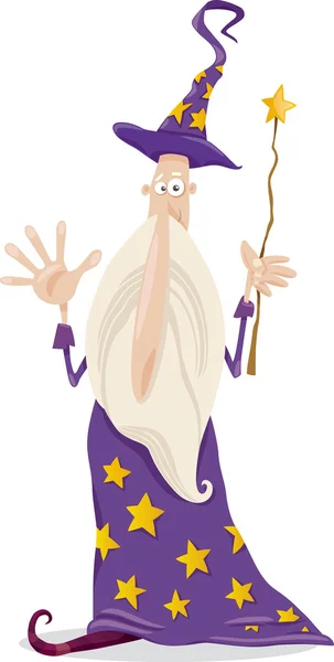 Wizard fantasy cartoon illustration — Stock Vector