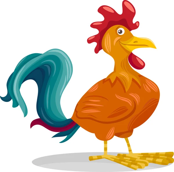 Divertente gallo cartone animato illustrazione — Vettoriale Stock