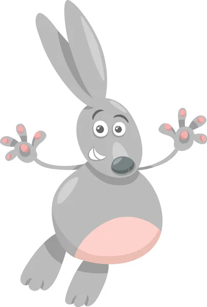 Divertido conejo gris ilustración de dibujos animados — Vector de stock
