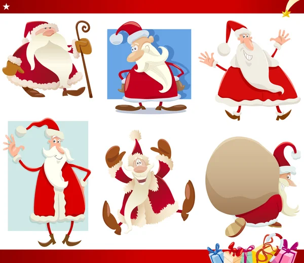 Santa Claus y Navidad conjunto de dibujos animados — Vector de stock