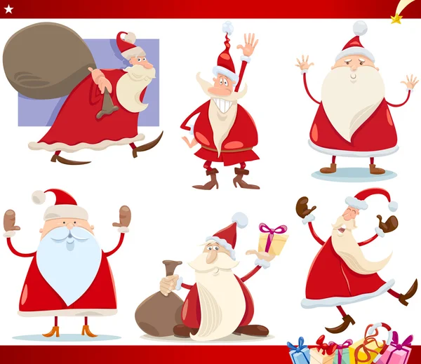 Santa claus and christmas cartoon set — Stock Vector