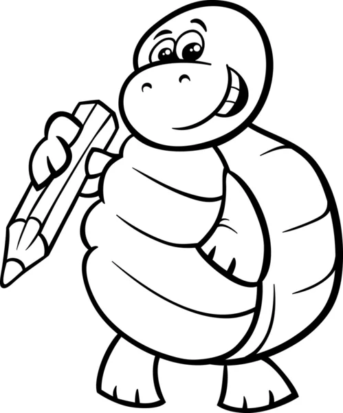 Turtle with pencil coloring page — Stock Vector