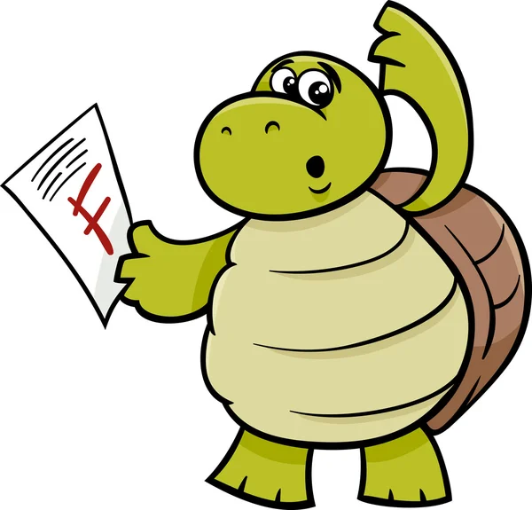 Turtle met f mark cartoon illustratie — Stockvector