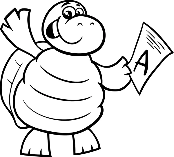 Turtle with a mark coloring page — Stock Vector