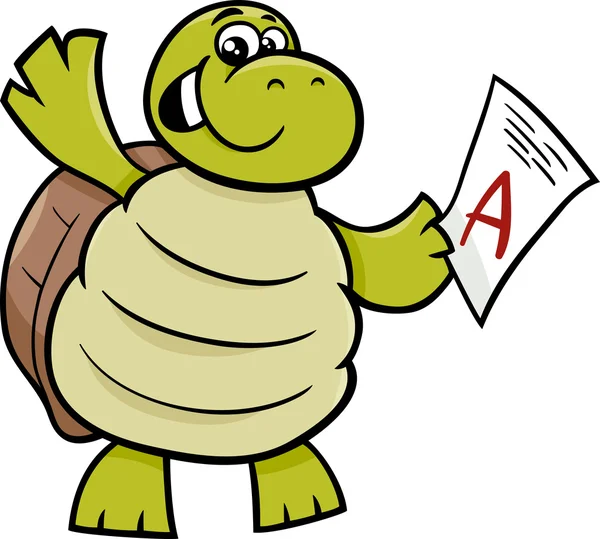 Turtle met een mark cartoon illustratie — Stockvector