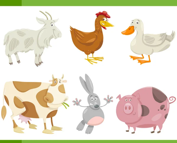 Kartun peternakan hewan set ilustrasi - Stok Vektor