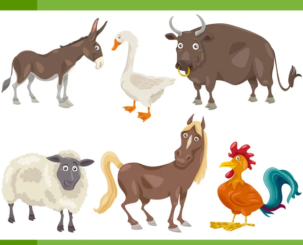 Animales de granja ilustración conjunto de dibujos animados — Vector de stock
