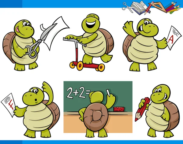 Студенческий мультфильм о черепахах — стоковый вектор