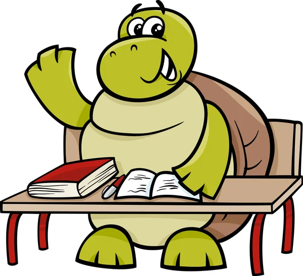 Turtle raising hand cartoon illustration — Stock Vector