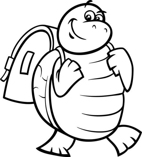 Turtle with satchel coloring page — Stock Vector