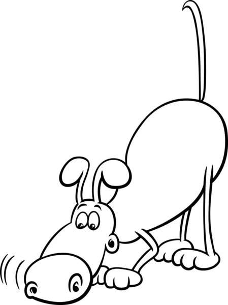 Rastreamento cão desenho animado colorir página — Vetor de Stock