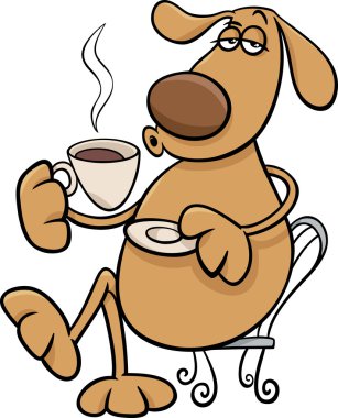 köpek coffeel karikatür çizim ile