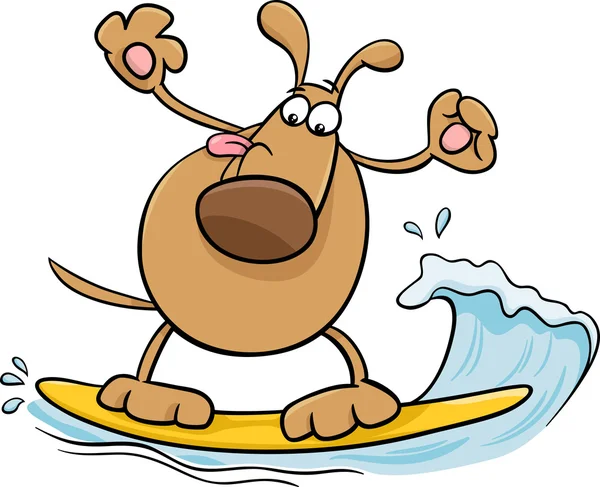 Surfing dog cartoon illustration — Stock Vector