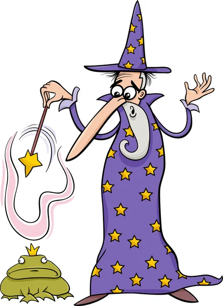 Wizard fantasy cartoon illustration — Stock Vector