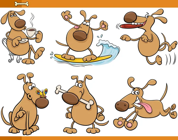Cães personagens desenho animado conjunto —  Vetores de Stock