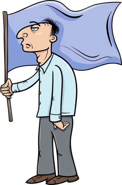 Mann mit Flagge Cartoon-Illustration — Stockvektor