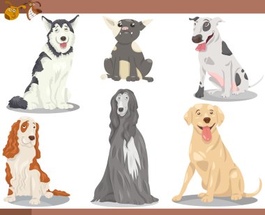 dog breeds cartoon illustration set clipart