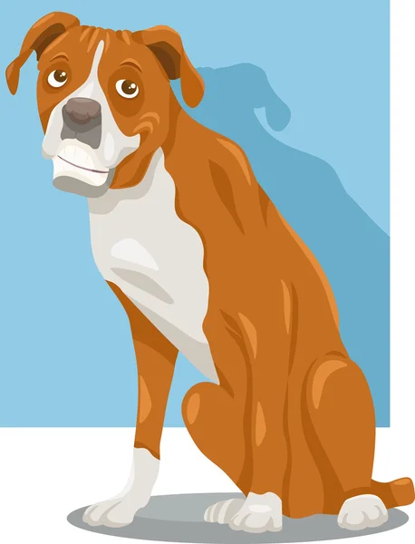 Boxer cane cartone animato illustrazione — Vettoriale Stock