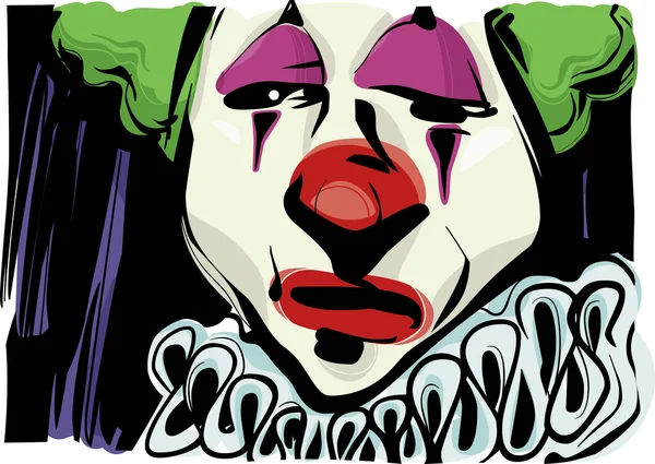 Sad clown drawing illustration — Stock Vector