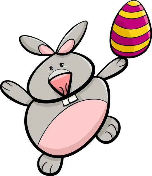 Conejito con huevo de Pascua de dibujos animados — Vector de stock