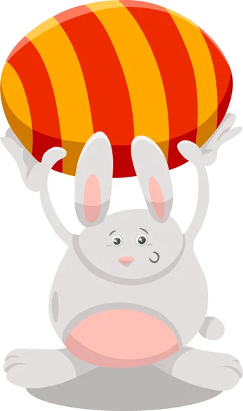 Conejito con huevo de Pascua ilustración de dibujos animados — Vector de stock