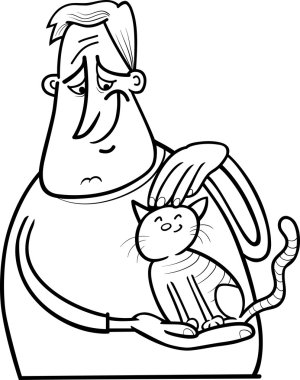 adam ve kedi çizgi film sayfa boyama