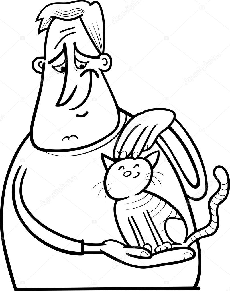 man and cat cartoon coloring page