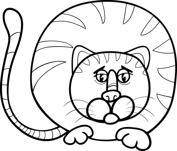 Fat cat cartoon coloring page — Stock Vector