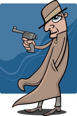 Dedektif ya da gangster çizgi film illüstrasyon
