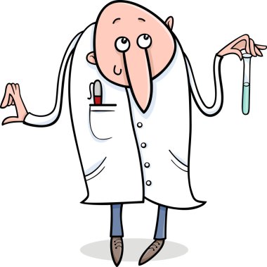 bilim adamı karakter karikatür çizimi