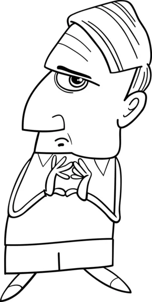 Thinking man cartoon coloring page — Stock Vector
