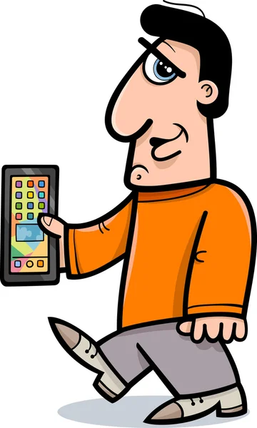 Hombre con teléfono inteligente de dibujos animados — Vector de stock