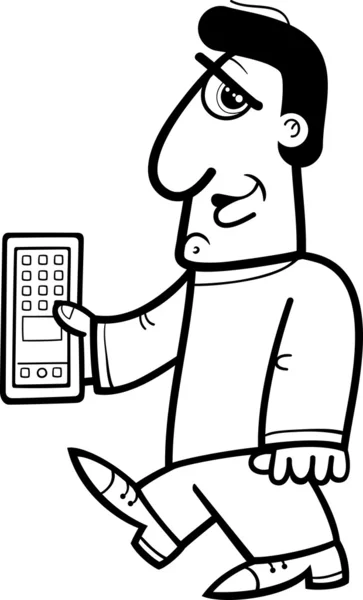 Homme avec coloriage de téléphone intelligent — Image vectorielle