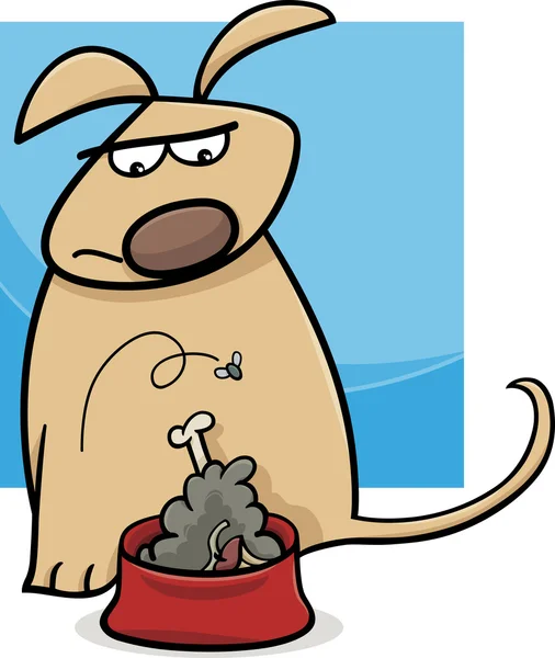Cão e desagradável desenhos animados comida —  Vetores de Stock