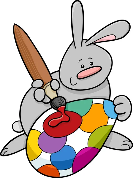 Coniglietto pasquale pittura uovo cartone animato — Vettoriale Stock