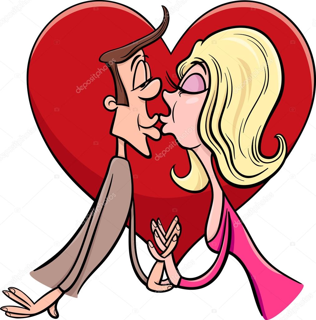 Embrasser Le Couple En Dessin Animé Amour Image